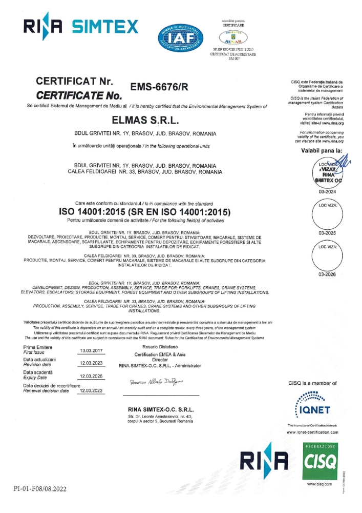 Certification ISO 14001 Elmas